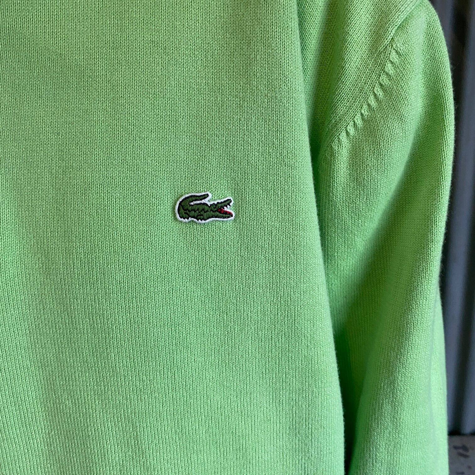 ラコステ フランス企画 ハーフジップ コットンニットセーター メンズL相当 古着 フレンチラコステ LACOSTE ライトグリーン  黄緑【ニットセーター】 | cave 古着屋【公式】古着通販サイト