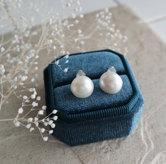 【14kgf】天然パールの大粒ピアス　 淡水真珠