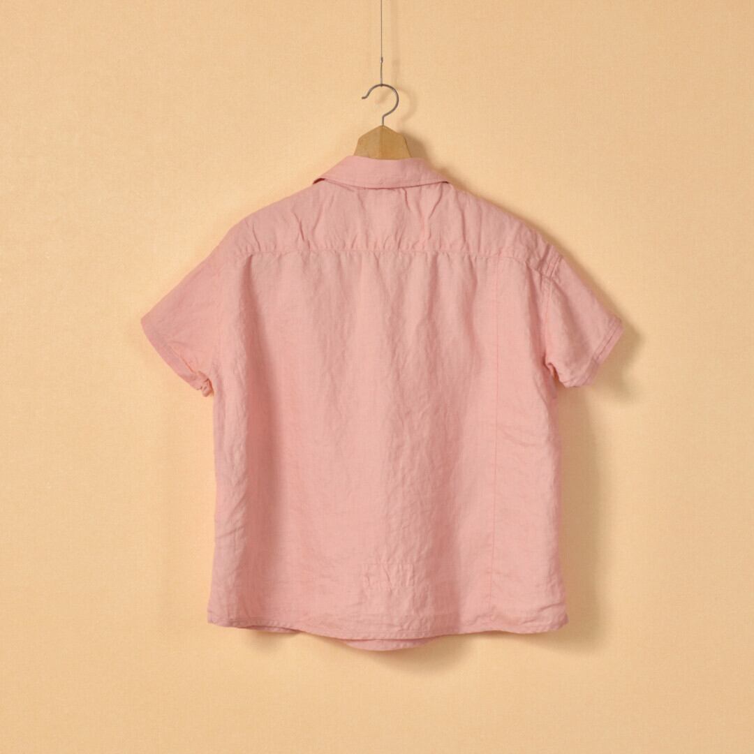 快晴堂 カイセイドウ マリネ半袖プルオーバーシャツ・ピンク 快晴堂デザインが満載のリネンシャツ
