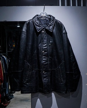 【add (C) vintage】“BMW” Vintage Loose Leather Jacket