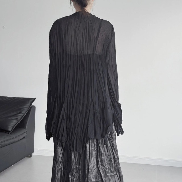 Wrinkle sheer button shirt【2color】 C1510