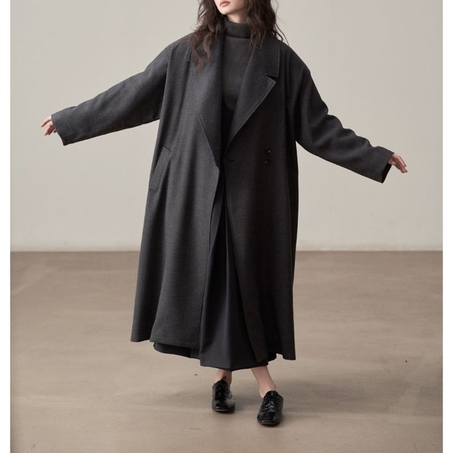 Double-breasted maxi coat【2color】 C1349