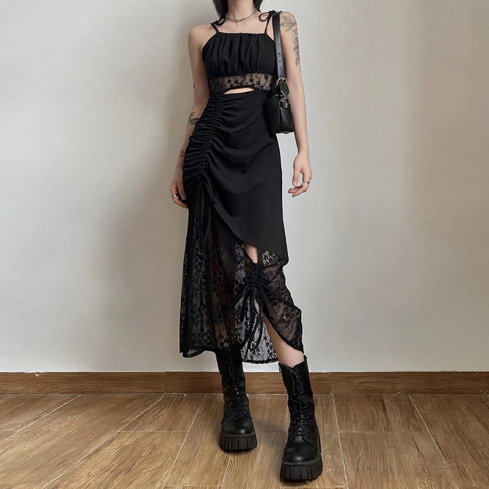sheer lace cutout onepiece / l0551