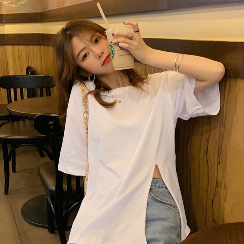 ホワイトスリットTシャツ サマールーズトップス 夏物 スーパーモール46207064559