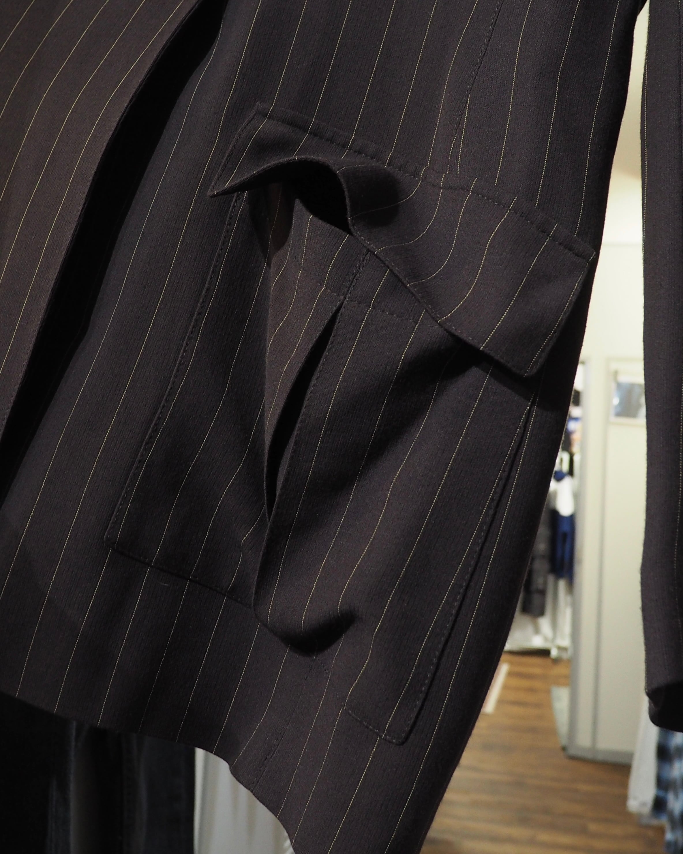 1990 - 00s ” ANNE KLEIN ” Dark Brown × Yellow Stitch Embroider Double jacket