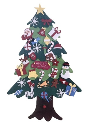 クリスマスフェルトタペストリー（ツリー）WG-26602    4991901629697  クリスマス　サンタクロース　デコレーション　装飾　イベント　パーティー