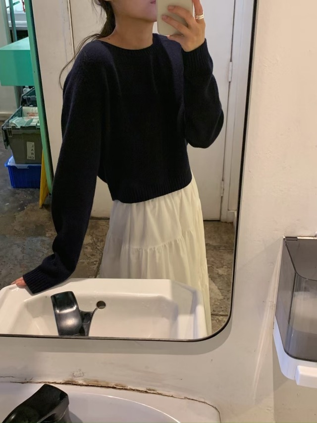 (予約) LITER / Siro saddle cashmere crop knit 3color