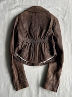 "DIESEL" Embroidery Short Leather Jacket