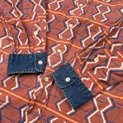 希少 80s ビンテージ PERSON'S FOR MEN パーソンズ フォーメン デザイン 総柄 デニム切替 長袖シャツ サイズ XL~程度 /メンズ/オールド