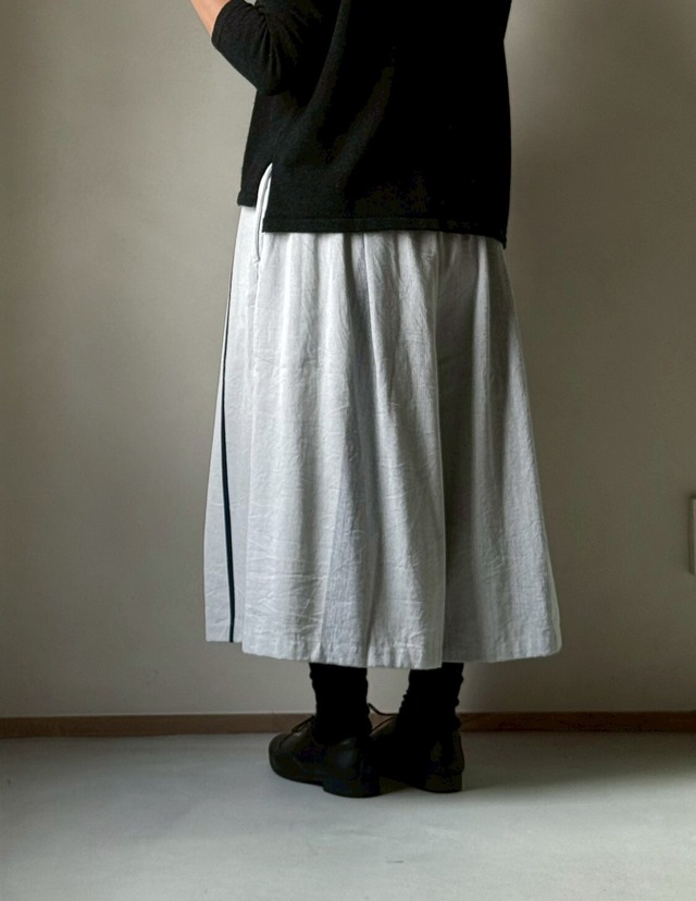 11)  ワイドパンツ ショート ポケット  コットン  GY/YE  玉木新雌 tamaki niime