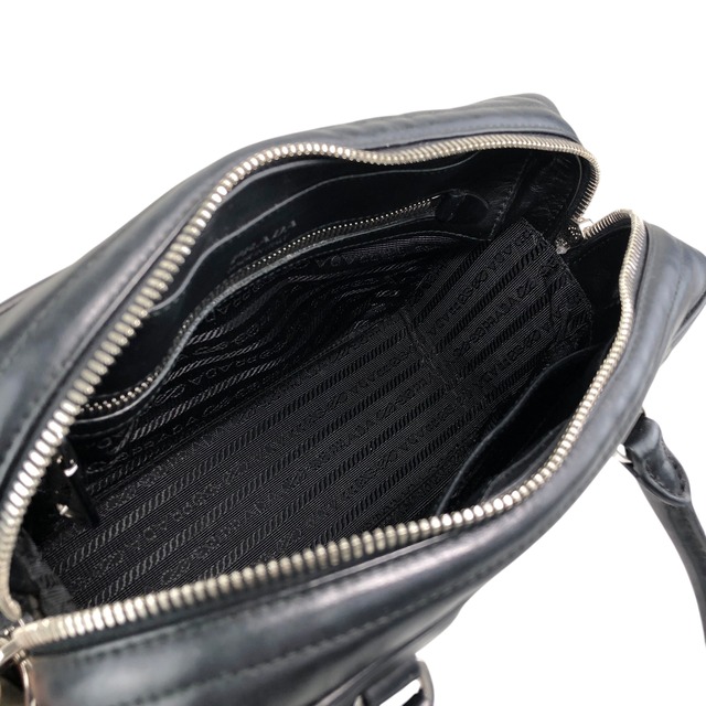 PRADA プラダ ハンドバッグ ブラック ロゴ レザー ダイアグラム ミニボストン vintage ヴィンテージ オールド v7w6vi