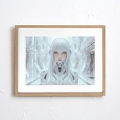 Cyber Angel｜人とテクノロジーが融合する近未来アートポスター｜幻想的な光が空間を包み込むサイバーパンクインテリアA2ポスター