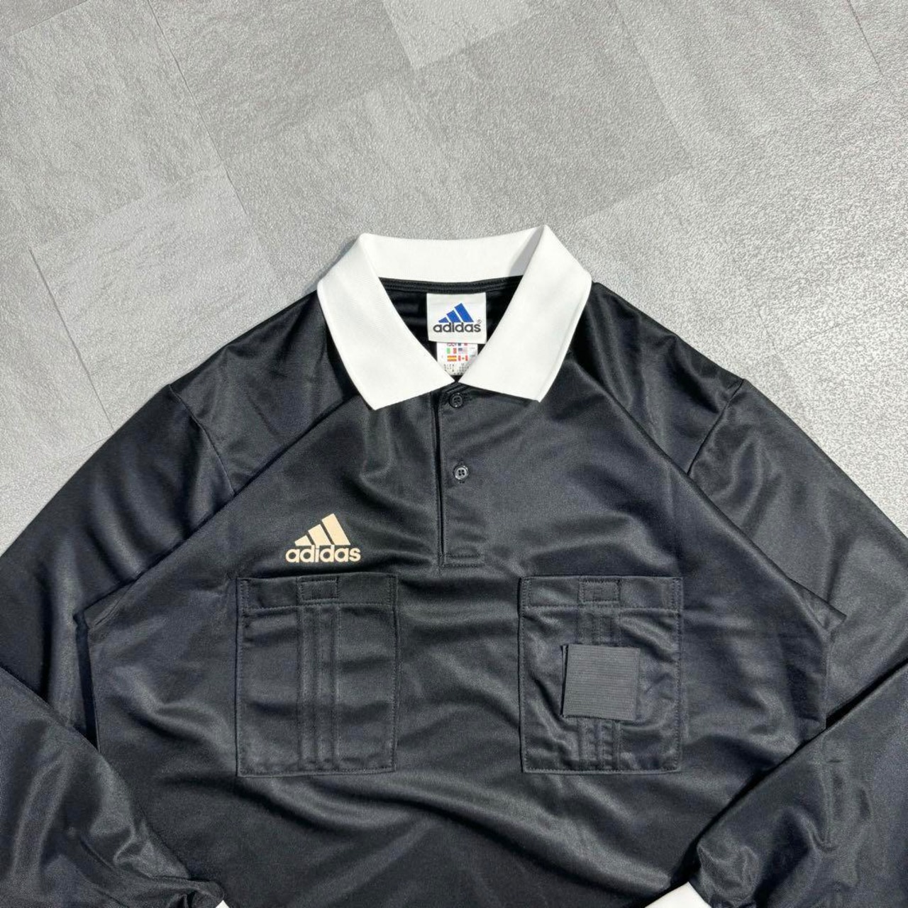 【希少】オールドアディダス ゲームシャツ 90s レフェリー 切替 ロゴ刺繍
