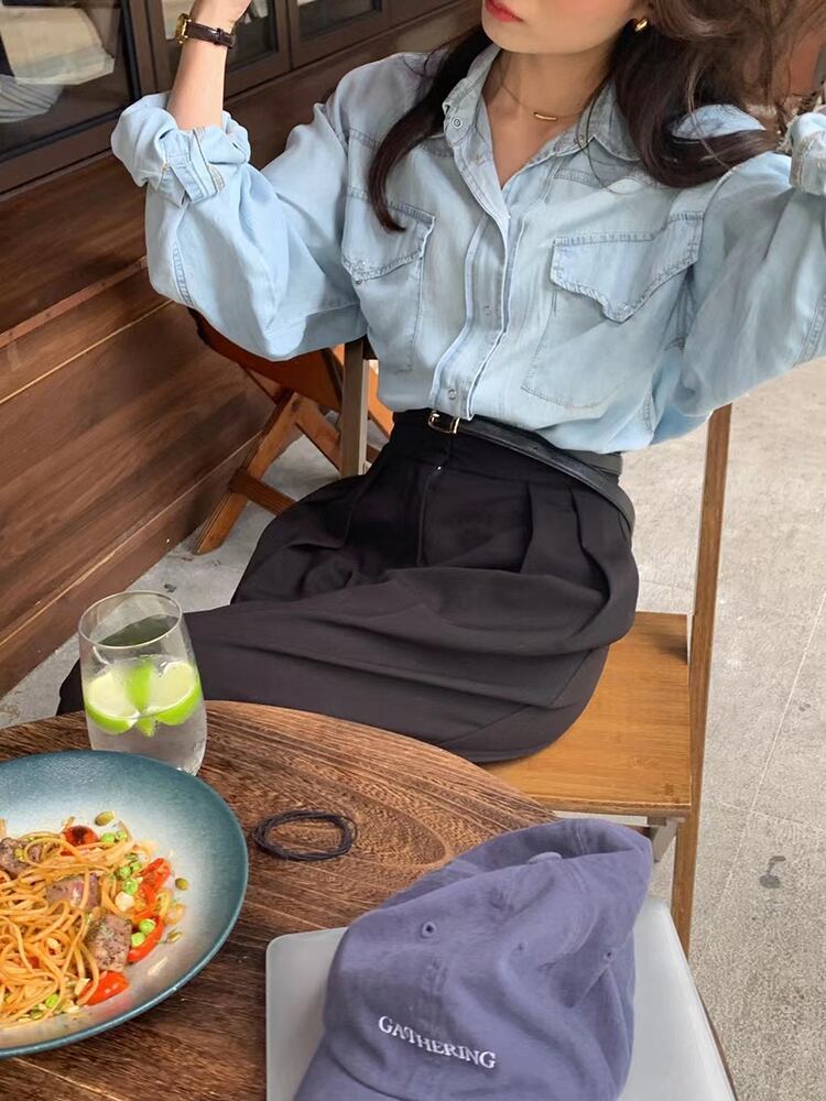 ジャケット スプリングオータムルーズ長袖スリーブシャツ ロング レッド 春物 秋物 ビッグFスモールZ韓国97986098348