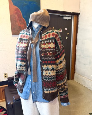 【DOPPLE&SCENT WOMEN】JACQUARD  WOOL KNIT CARDIGAN