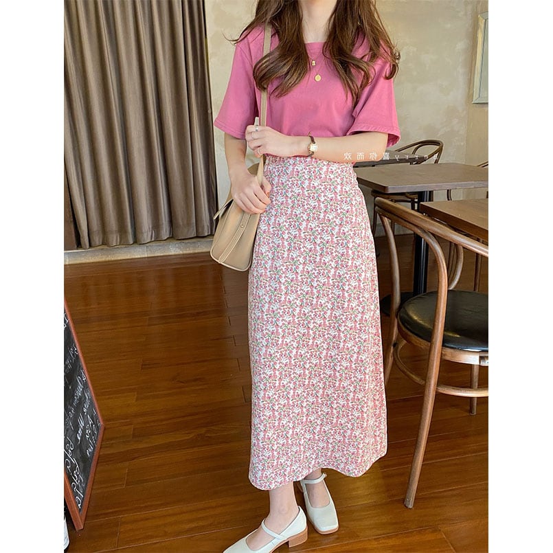 148cm〜 フレンチピンクフローラルスカート