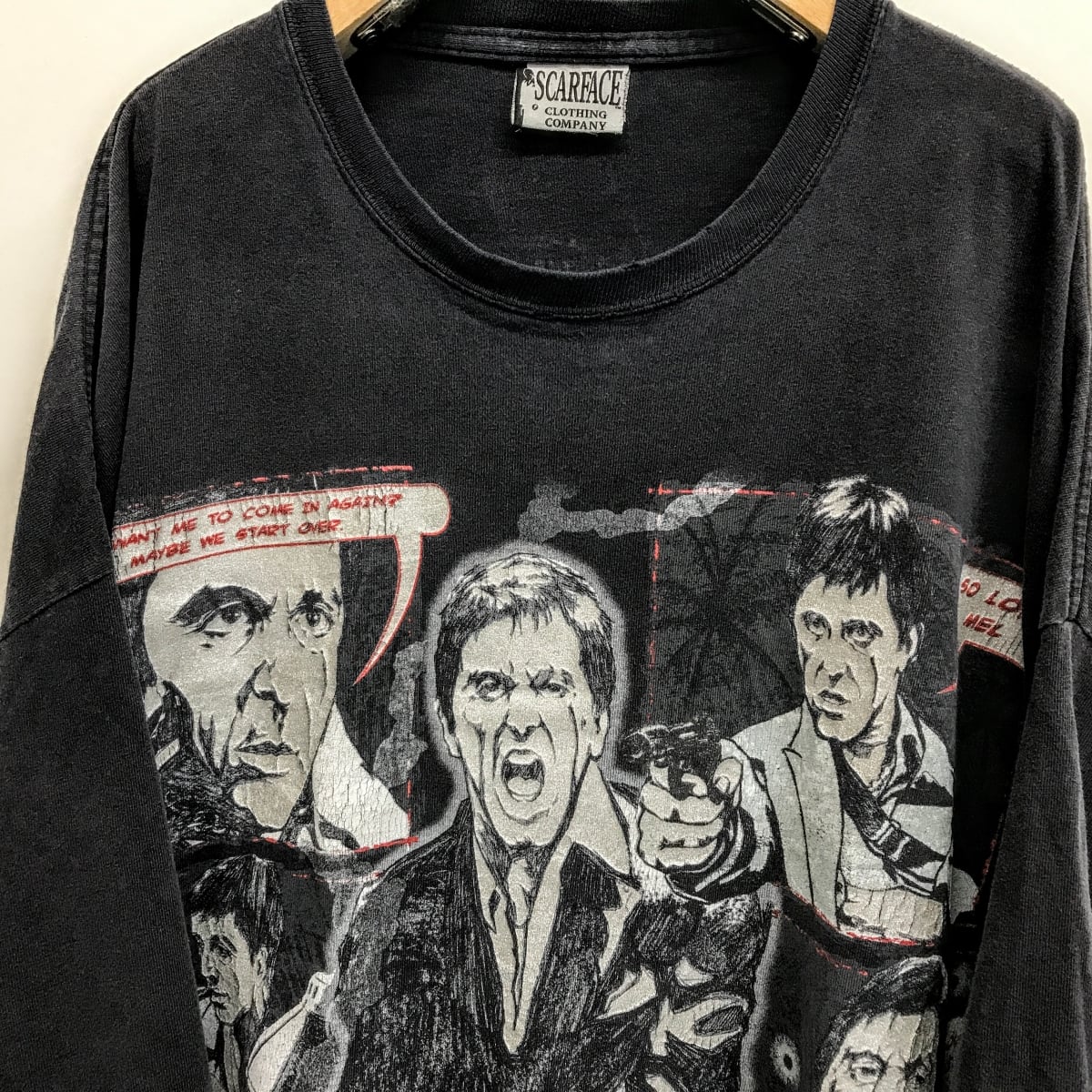 CLOTHING COMPANY スカーフェイス 90〜00年代 USA製 6XL表記 超 ビッグサイズ 映画 ムービーTシャツ ブラック 半袖  6XL以上〜タグ