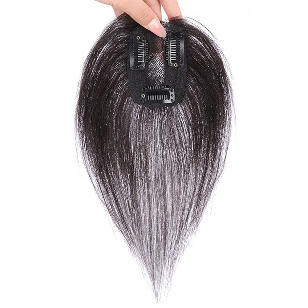 QIAOXI ヘアーピース レディース 部分ウィッグ 総手植え つむじ 頭頂部 白髪隠 通気 かつら 薄毛 分け目 カバー 女性用 ウイッグ 黒いネット 日常用