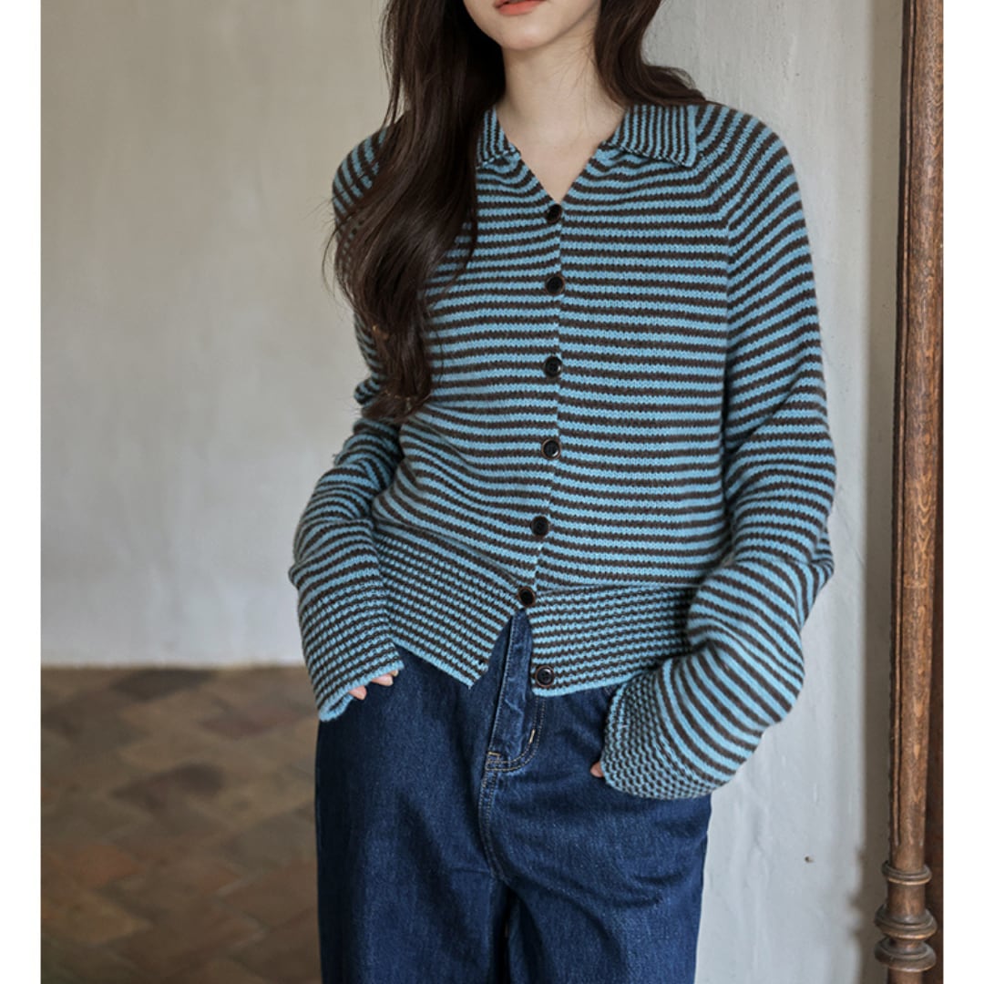 striped knit cardigan