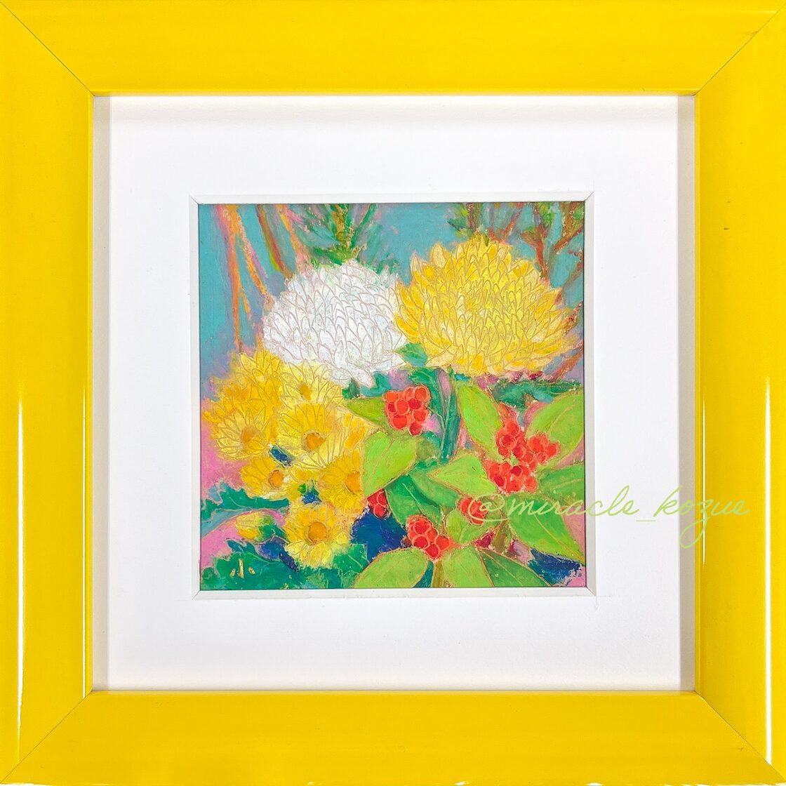 オイルパステル画】『新春』花の絵 | PAY ID