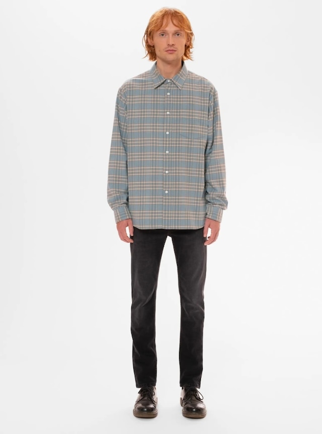 Nudie jeans ヌーディージーンズ  Filip Prairie Shirt Light Blue チェックシャツ