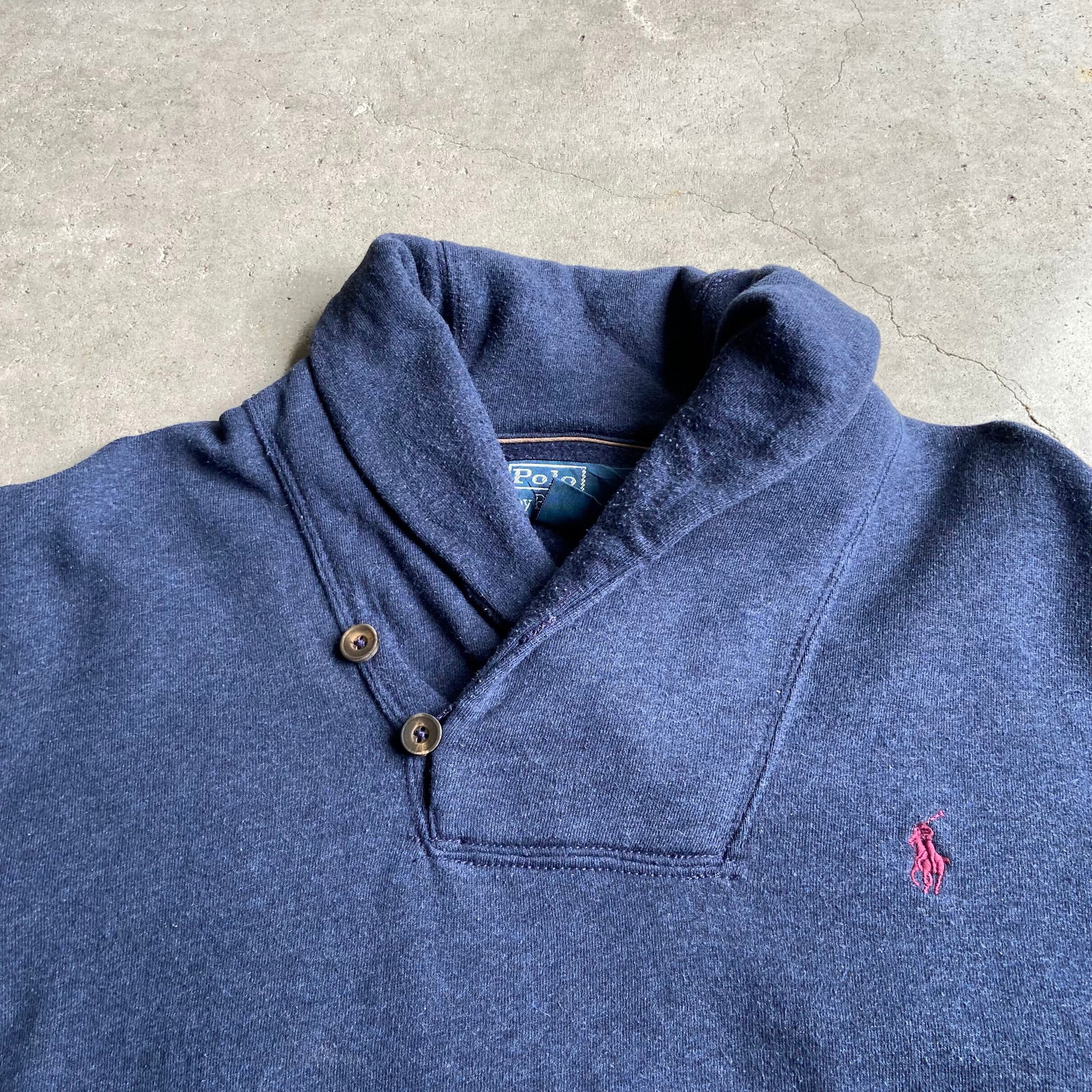 □POLO ポロ ラルフローレン エルボーパッチ付 ショールカラー 