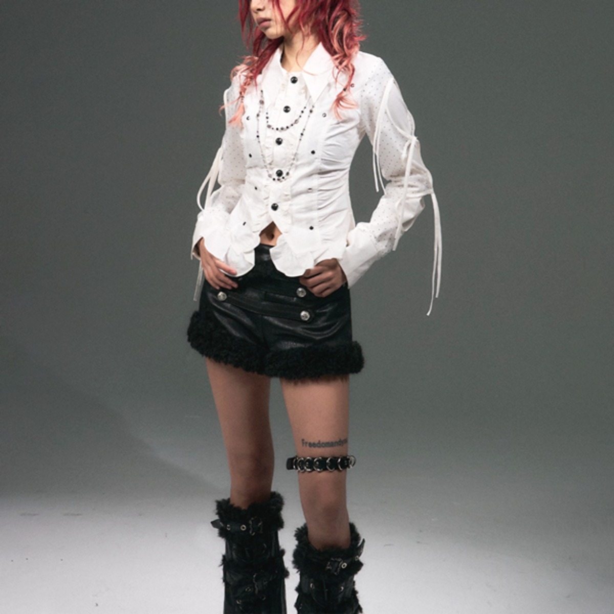 レザーショートパンツ　NEPHILIM ナポレオンゴシック ファートリム レザーショートパンツ（ruf_02841