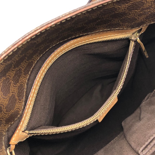 CELINE セリーヌ マカダム ハンドバッグ ブラウン レザー トートバッグ vintage ヴィンテージ オールド r8sura