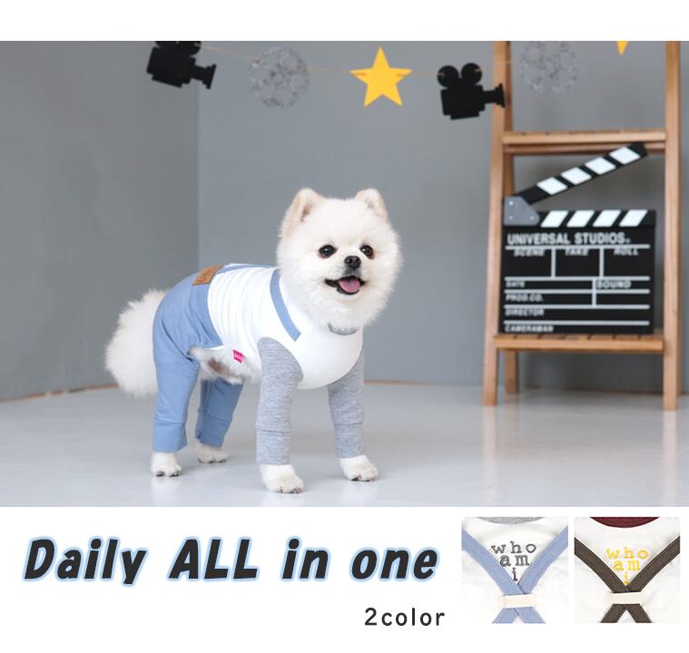 デーリーオールインワン S ~ 3XL 2color / 犬服 つなぎ ロンパース 部屋着 小型犬 中型犬 大型犬 犬の服