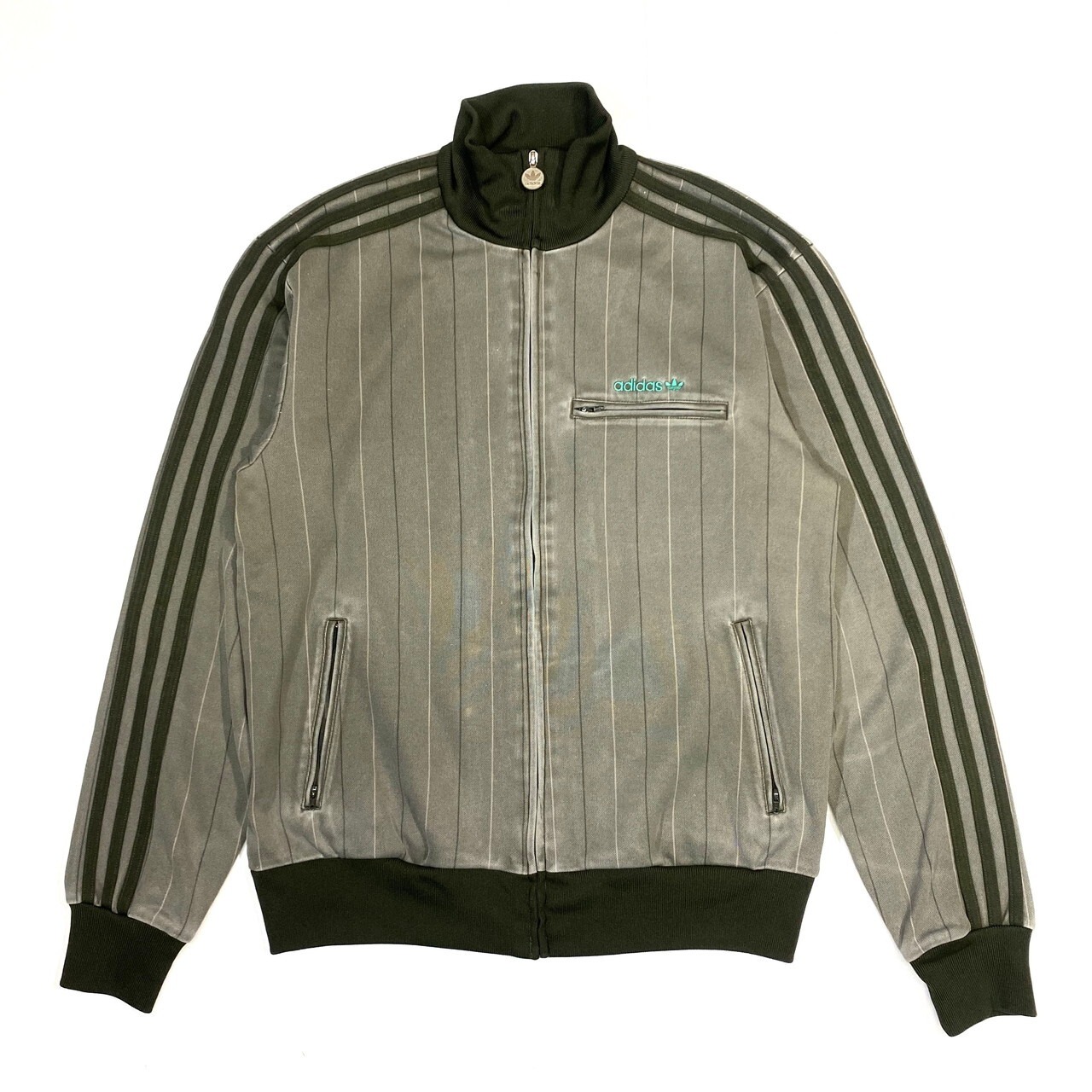 adidas アディダス ストライプ柄 ジャージ メンズM カーキ?【ジャージ 