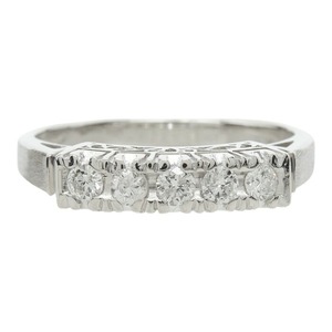 ダイヤモンド Pt900 プラチナ ダイヤ0.32ct 一文字リング リング 指輪 レディース 14号 中古