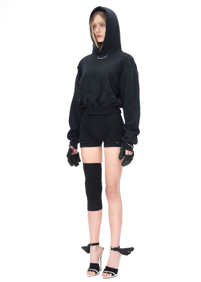 [604SERVICE] DISTRESSED SHORTS IN PIGMENT WASHED BLACK 正規品 韓国ブランド 韓国ファッション 韓国代行 604 サービス SERVICE 日本 店舗