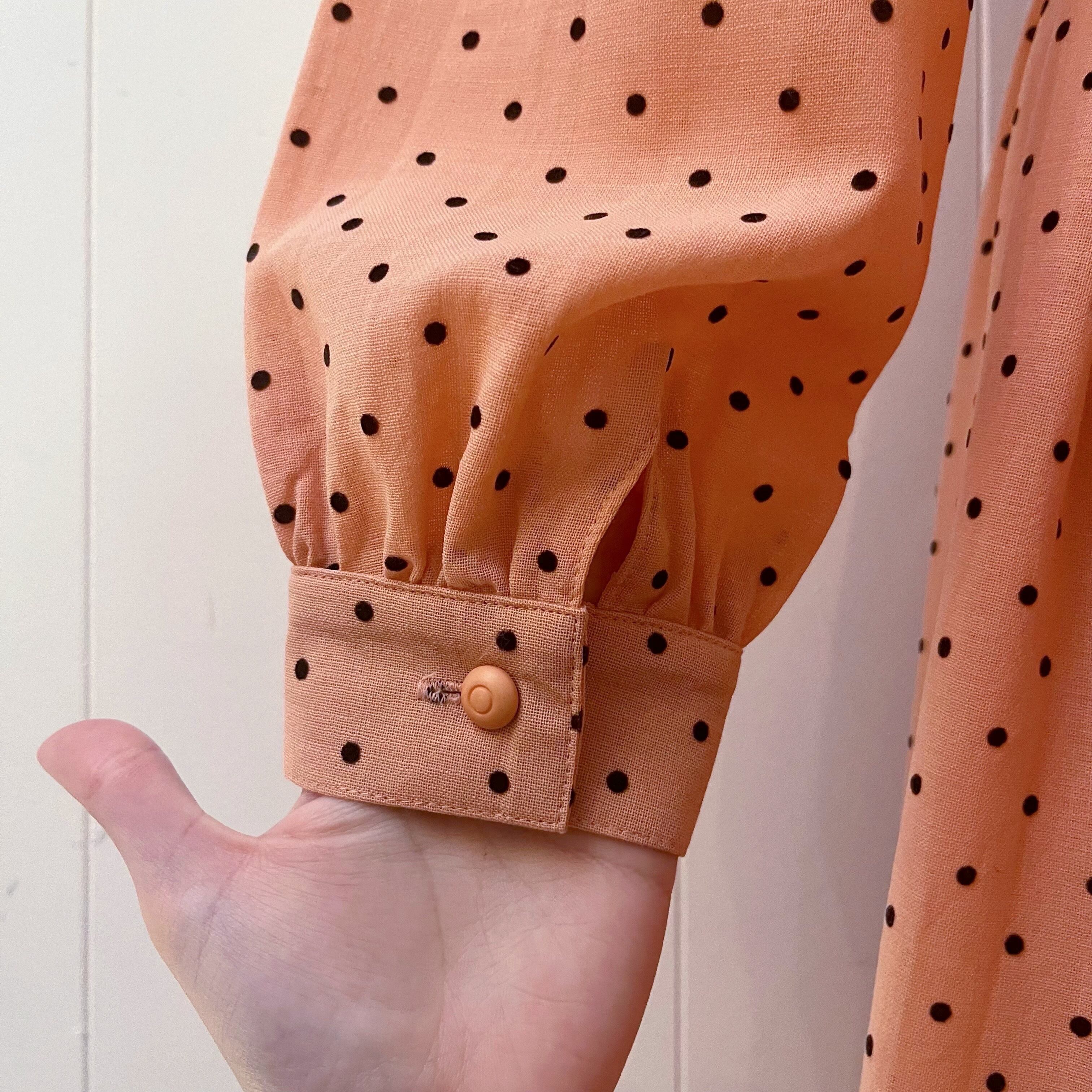 coral pink round frill dot one-piece