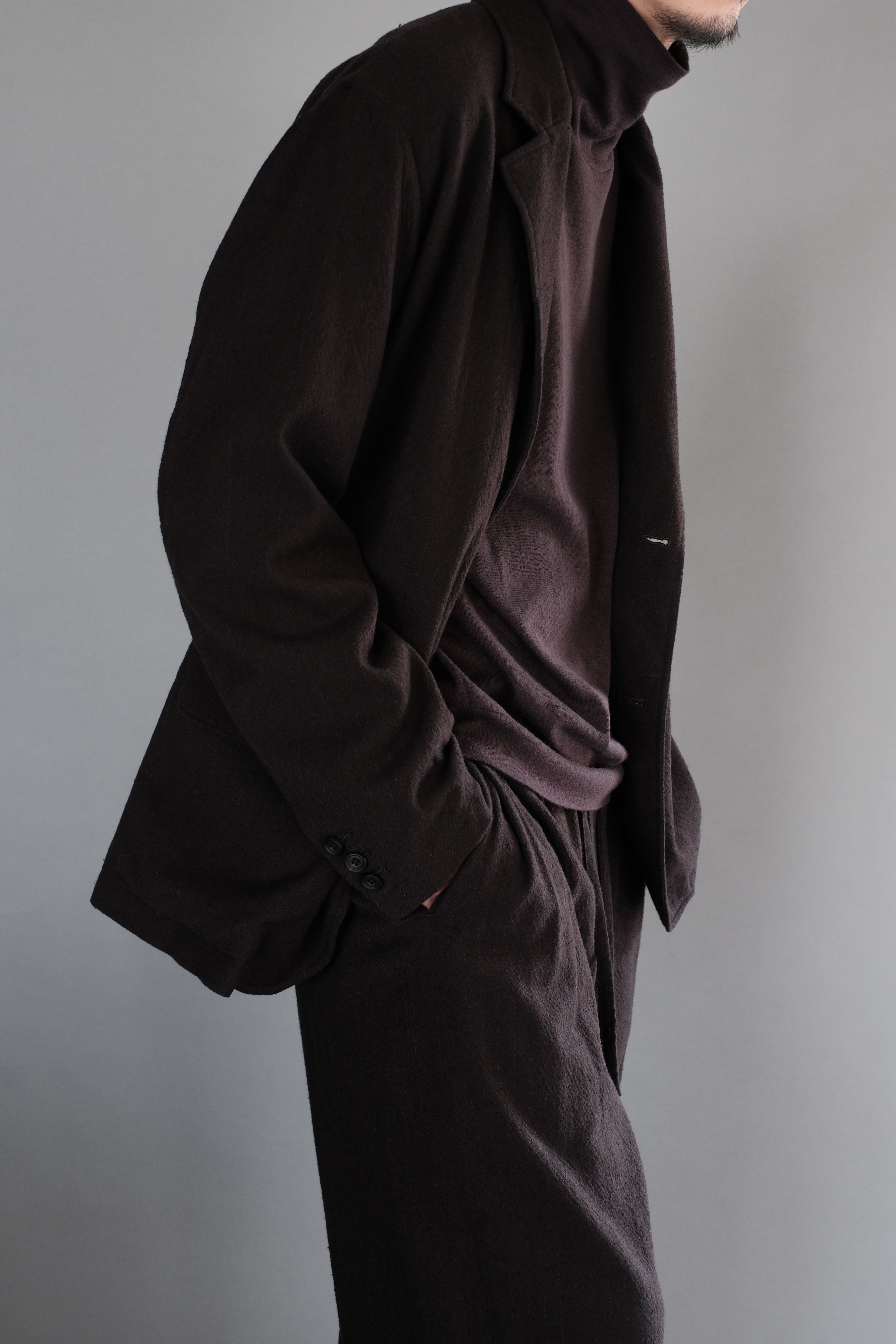 ULTERIOR / WASHED WOOL SILK STRIPE 2B JKT 