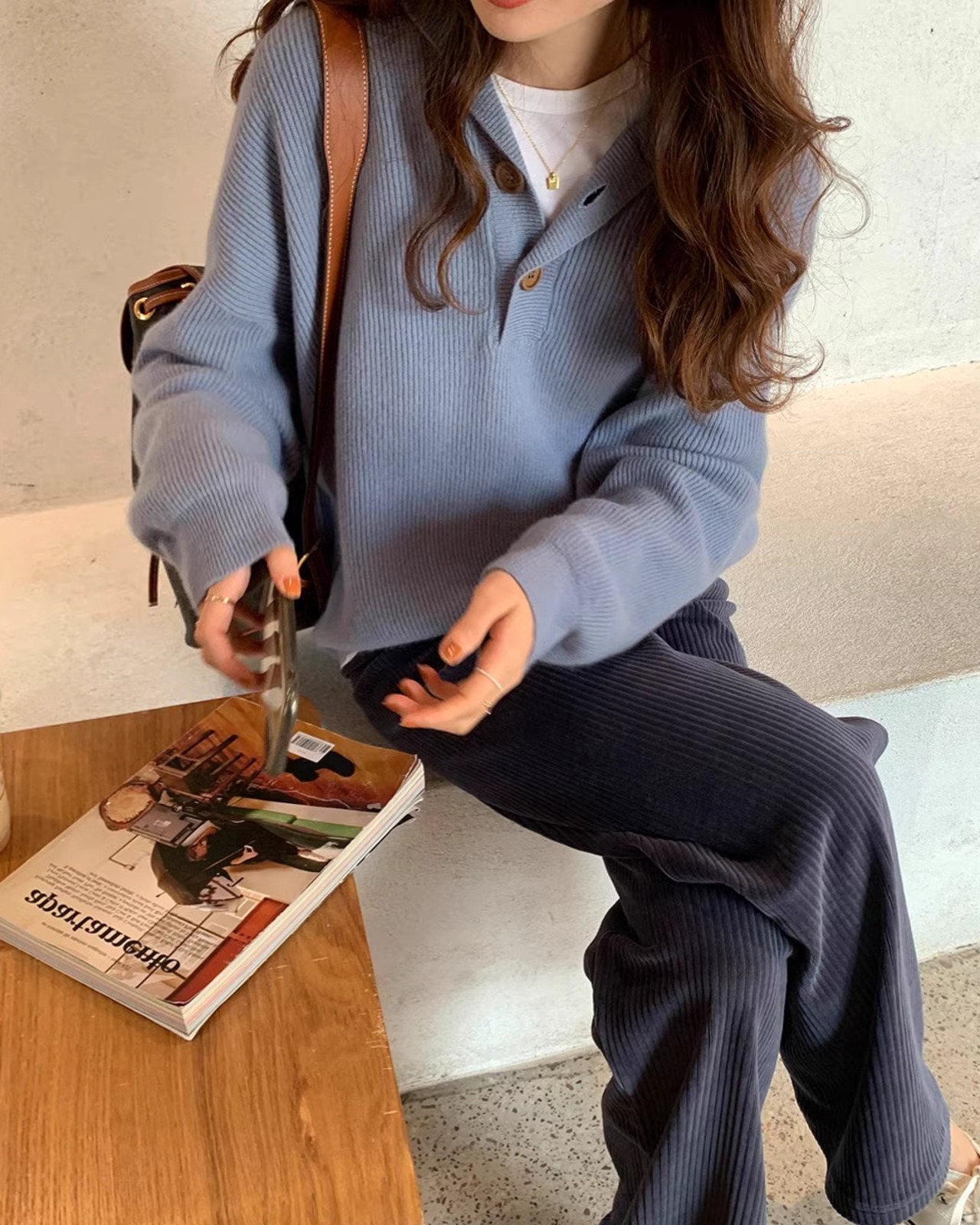 Hooded knit Pullover　T20269