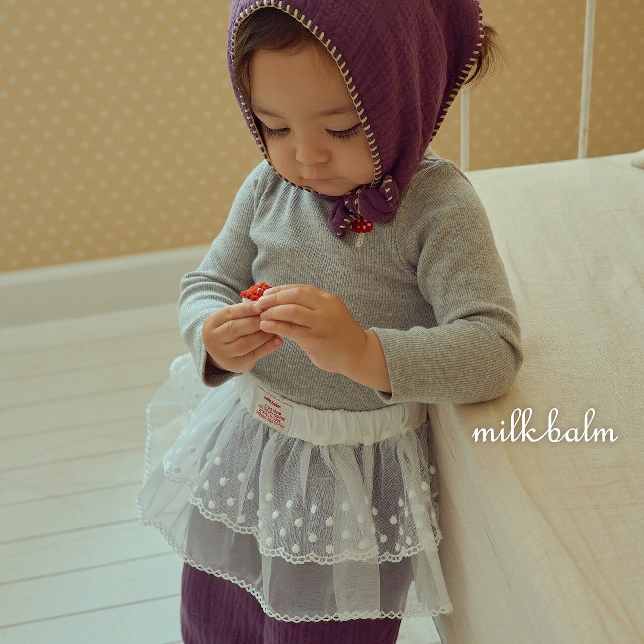 韓国子供服 / 26Autumn / Milkbalm / マッシュルーム Tシャツ / 女子服 / キッズ服 / 秋服 *XS~XL*
