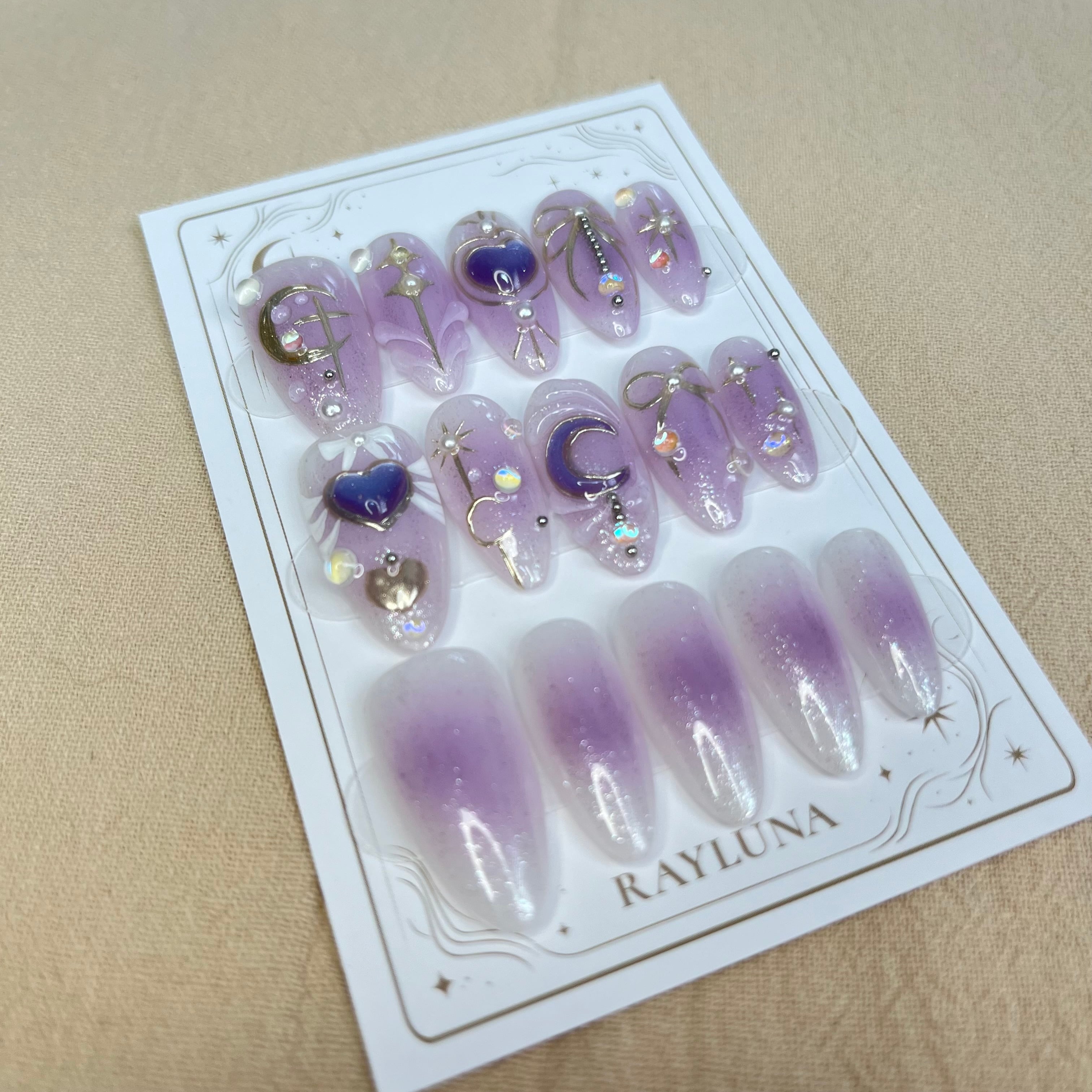 【#696】プレミアムネイルチップ15枚セット/ロングアーモンド/繰り返し使えるネイルチップ :XXY121