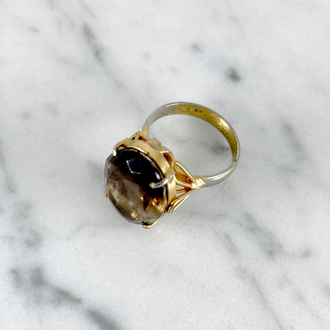 ヴィンテージリング　ブラウン系　12号　レトロカット　 12acde10