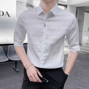 3/4 sleeve pointed collar shirt 00332