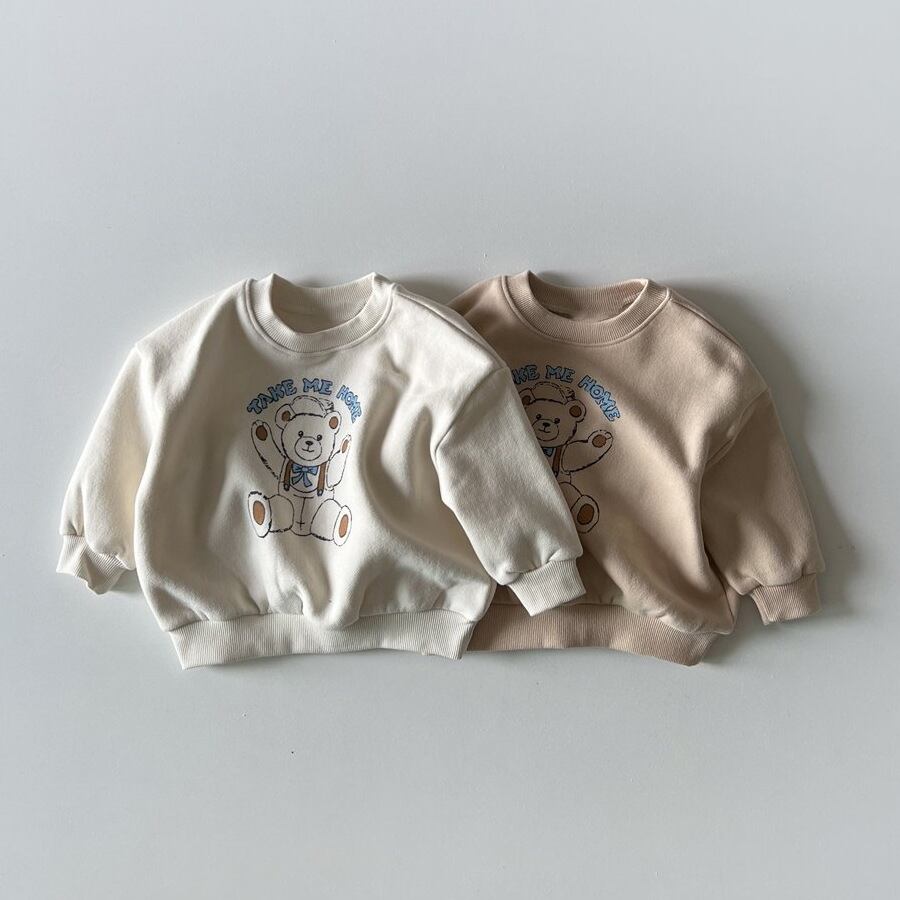 Baby Kid 冬新作英字クマロゴソフト暖かいトレーナー 韓国子供服通販 Baker