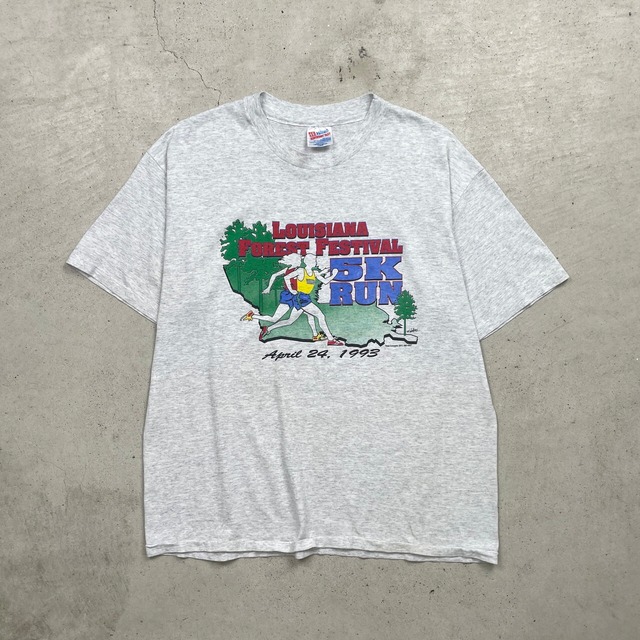 90年代 USA製 LOUISIANA FOREST FESTIVAL マラソン プリントTシャツ 