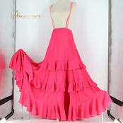 フラメンコ 衣装 ファルダ スカート ピンク系 ボランテ フリル 無地 かわいい パーティ 発表会 ダンス フラメンコ用 おしゃれ 大人可愛い 舞台衣装 発表会衣装 イベント コスチューム ダンス衣装 ロングスカート ステージ用