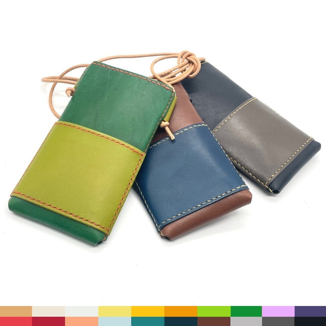 22色から2色選べる・名入れ対応】革製スマホショルダー サコッシュ