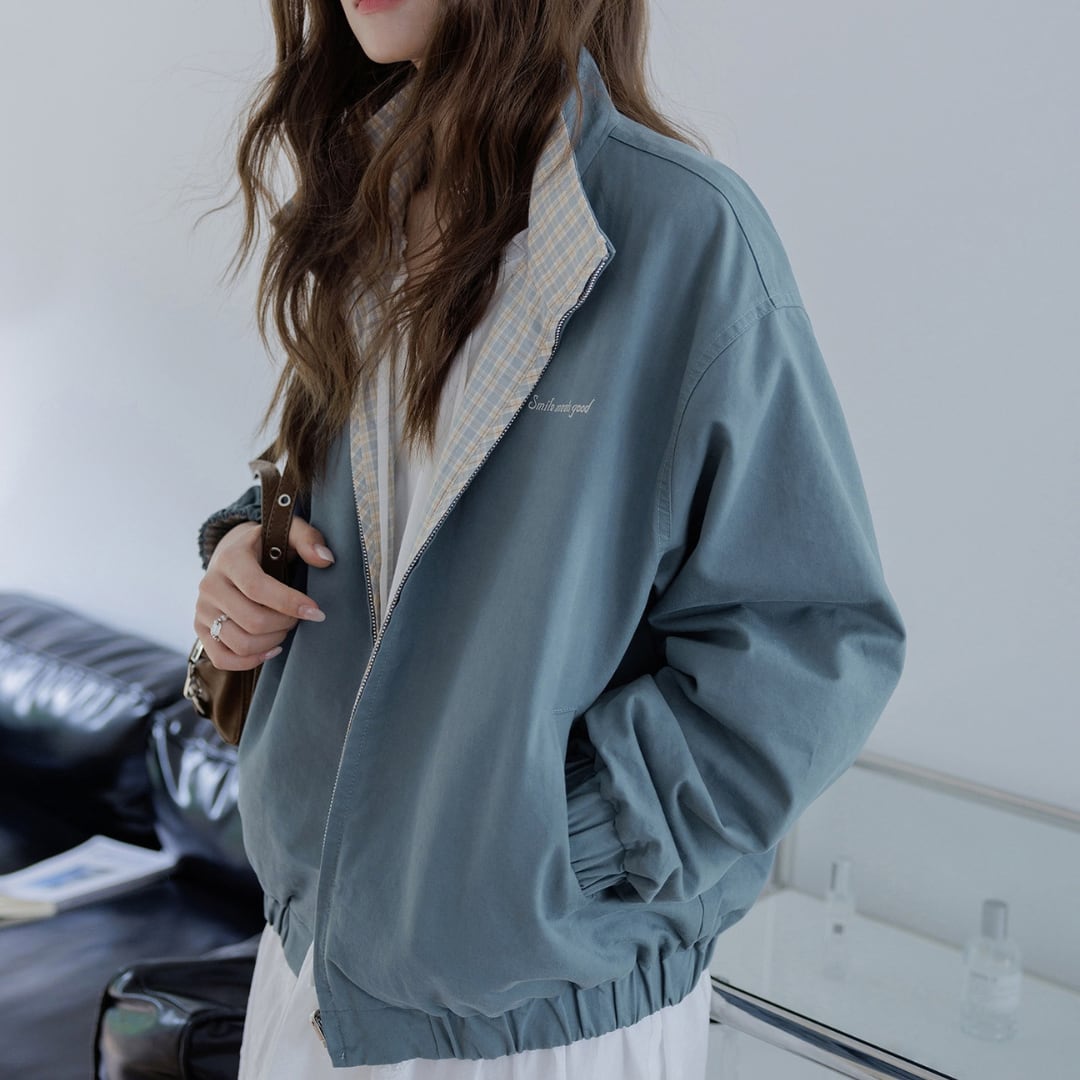 reversible check blouson