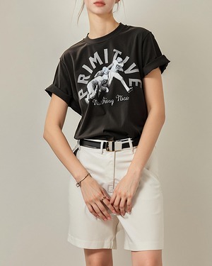 レトロプリントクルーネックTシャツ A0995