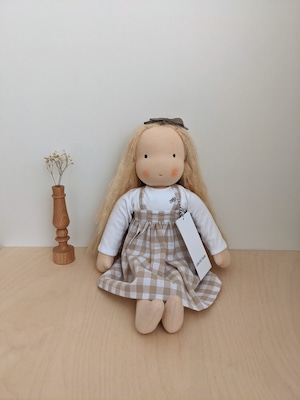 《New》Large Heirloom Courage doll - Beige Check  / Little Kin Studio