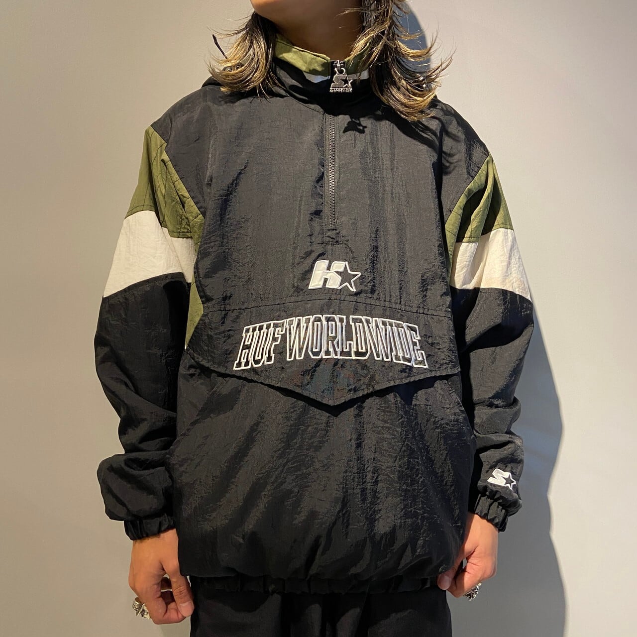 HUF × STARTER ハフ スターター プルオーバージャケット メンズS 古着 