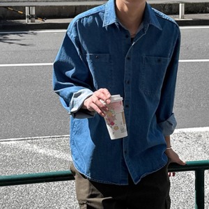 レトロウォッシュデニムシャツ　0835