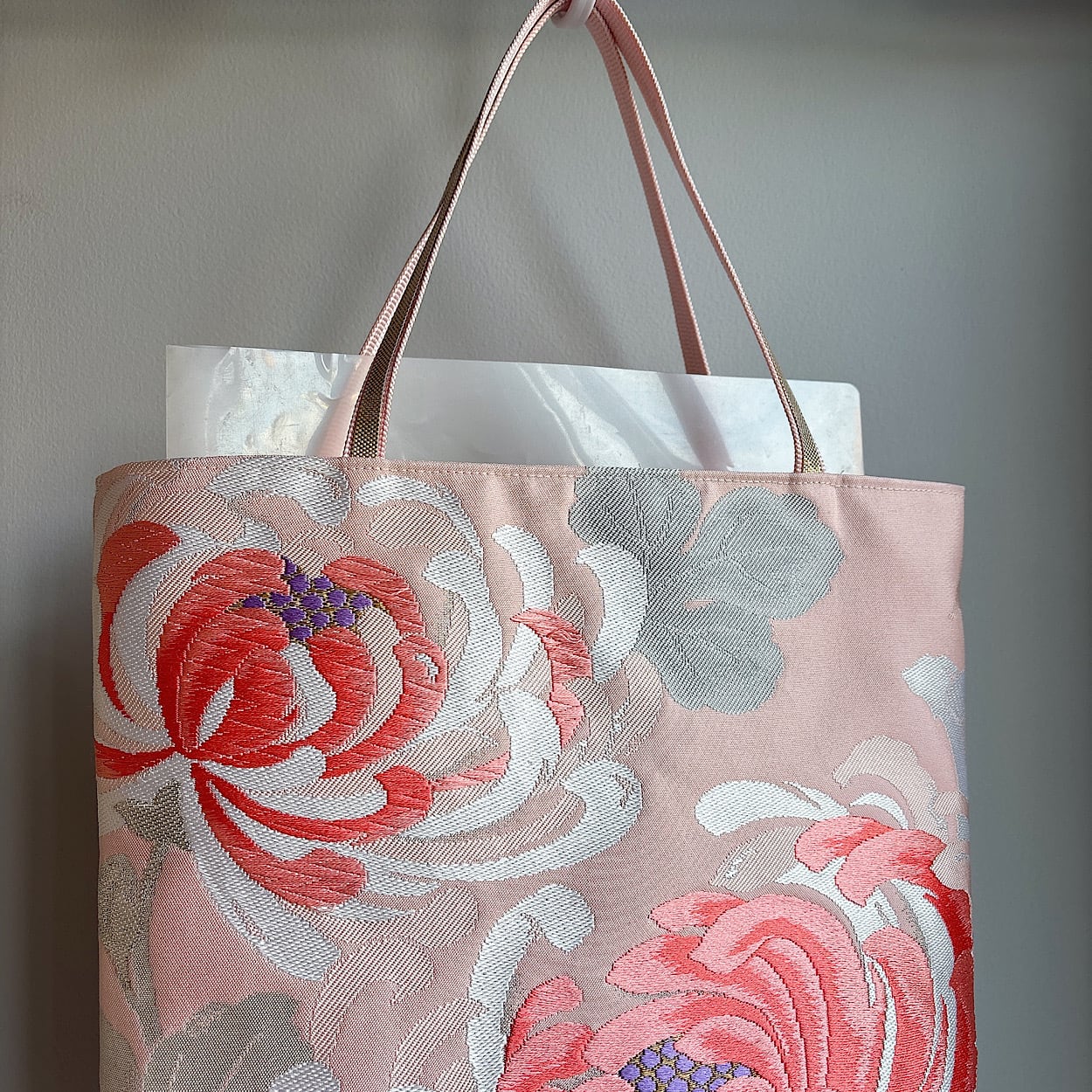 着物リメイク 帯トートバッグ 乱菊ピンク｜和モダンな大人のバッグ