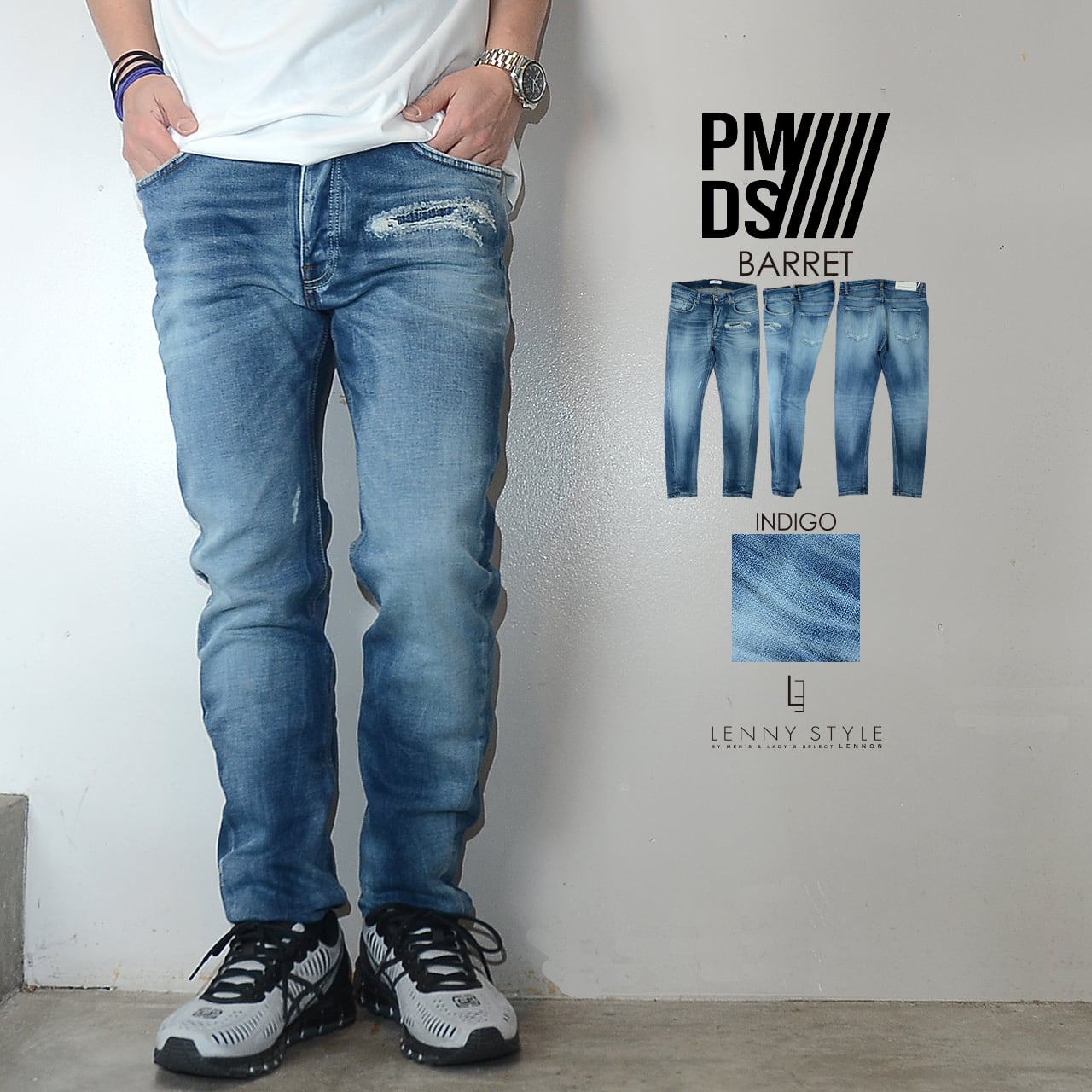 パンツ PMDS ピーエムディーエスホワイトダメージデニム